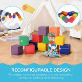 12 Piece Soft Play Foam Blocks Set for Toddlers, Baby Climbing Stacking Building Blocks, Indoor Learning Activity Toy, Safe PU Foam Playset, Ages 18 Months+