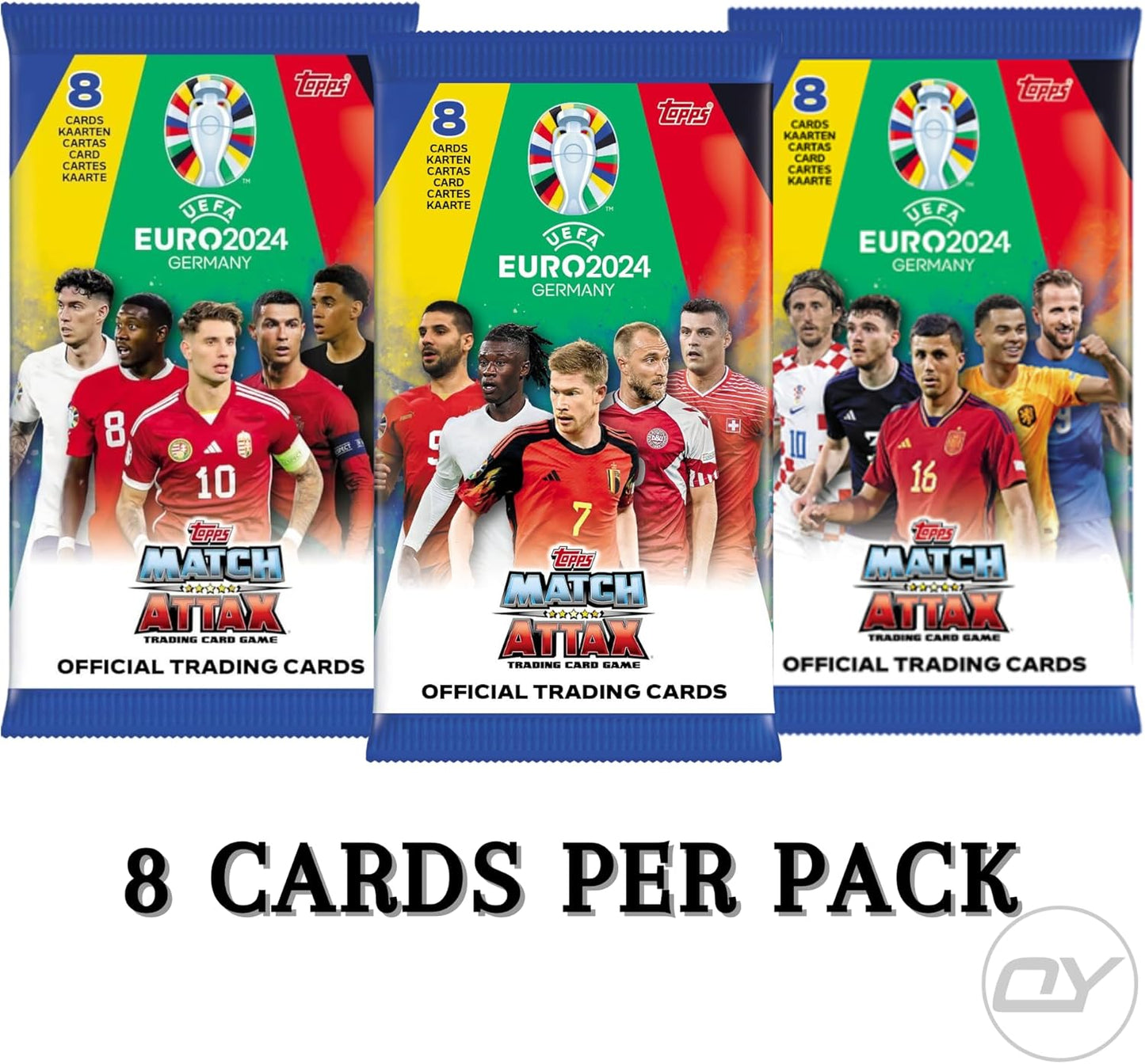 Topps Match Attax UEFA Euro 2024 Trading Cards, 3 Pack with Bonus OY Fidget Keyring, Soccer Cards Collectible Set