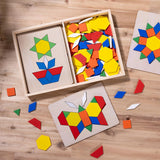 Viga Pattern Board & Block, 120 Piece Geometric Block Puzzle, Montessori Wooden Toy, Develops Sensory, Cognitive & Fine Motor Skills, Non-Toxic & Eco-friendly Kids Educational Toy, 3Y+