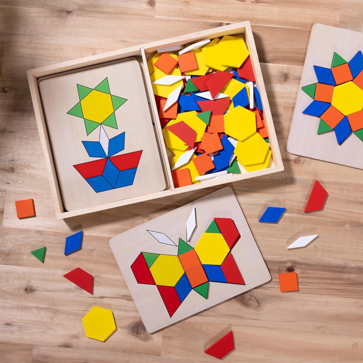 Viga Pattern Board & Block, 120 Piece Geometric Block Puzzle, Montessori Wooden Toy, Develops Sensory, Cognitive & Fine Motor Skills, Non-Toxic & Eco-friendly Kids Educational Toy, 3Y+
