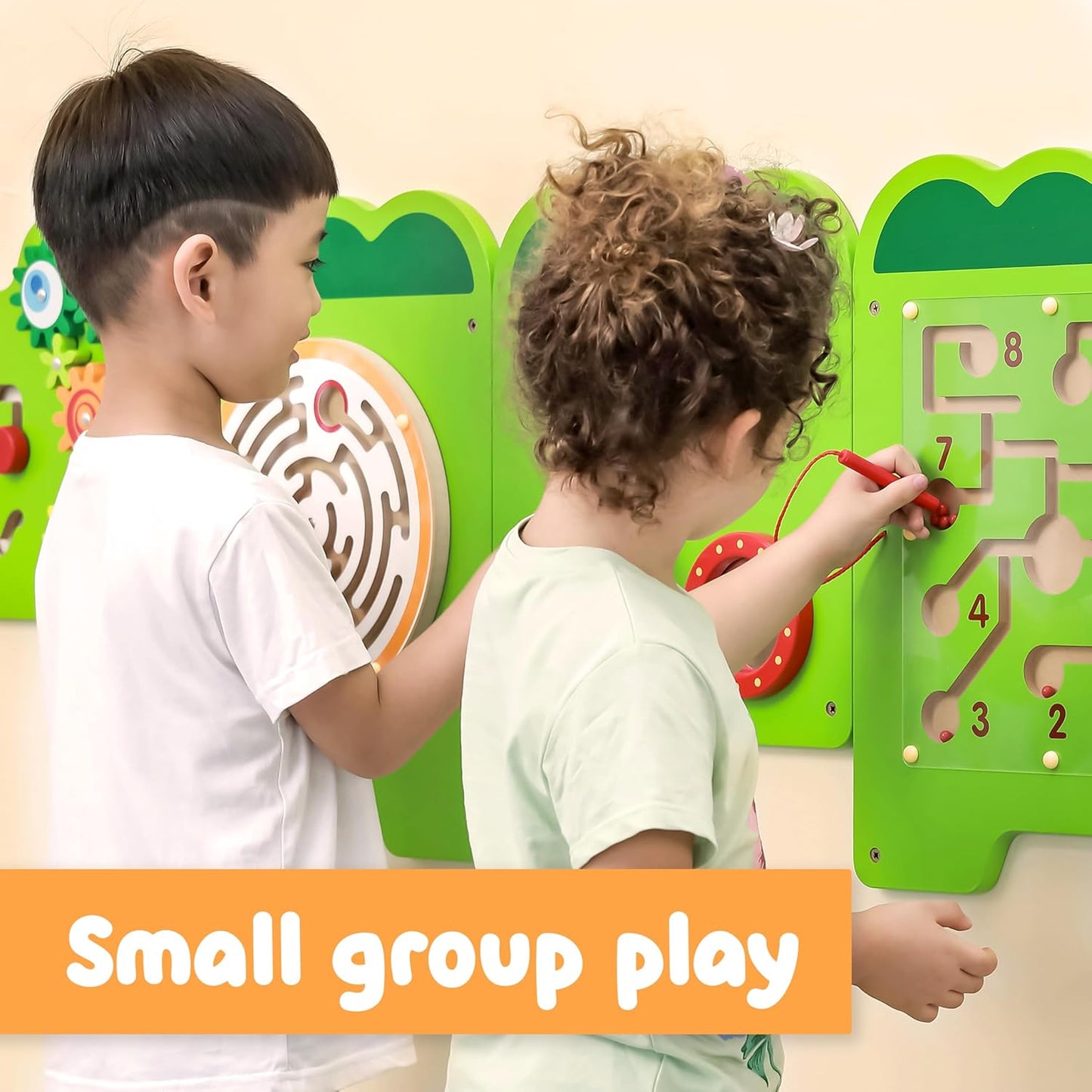 Viga Large Crocodile Activity Panel, 5-in-1 Montessori Wooden Wall Toy, Sensory Learning Board for Brain & Motor Skill Development, Eco-Friendly Educational Toy, for Boys & Girls 18M+