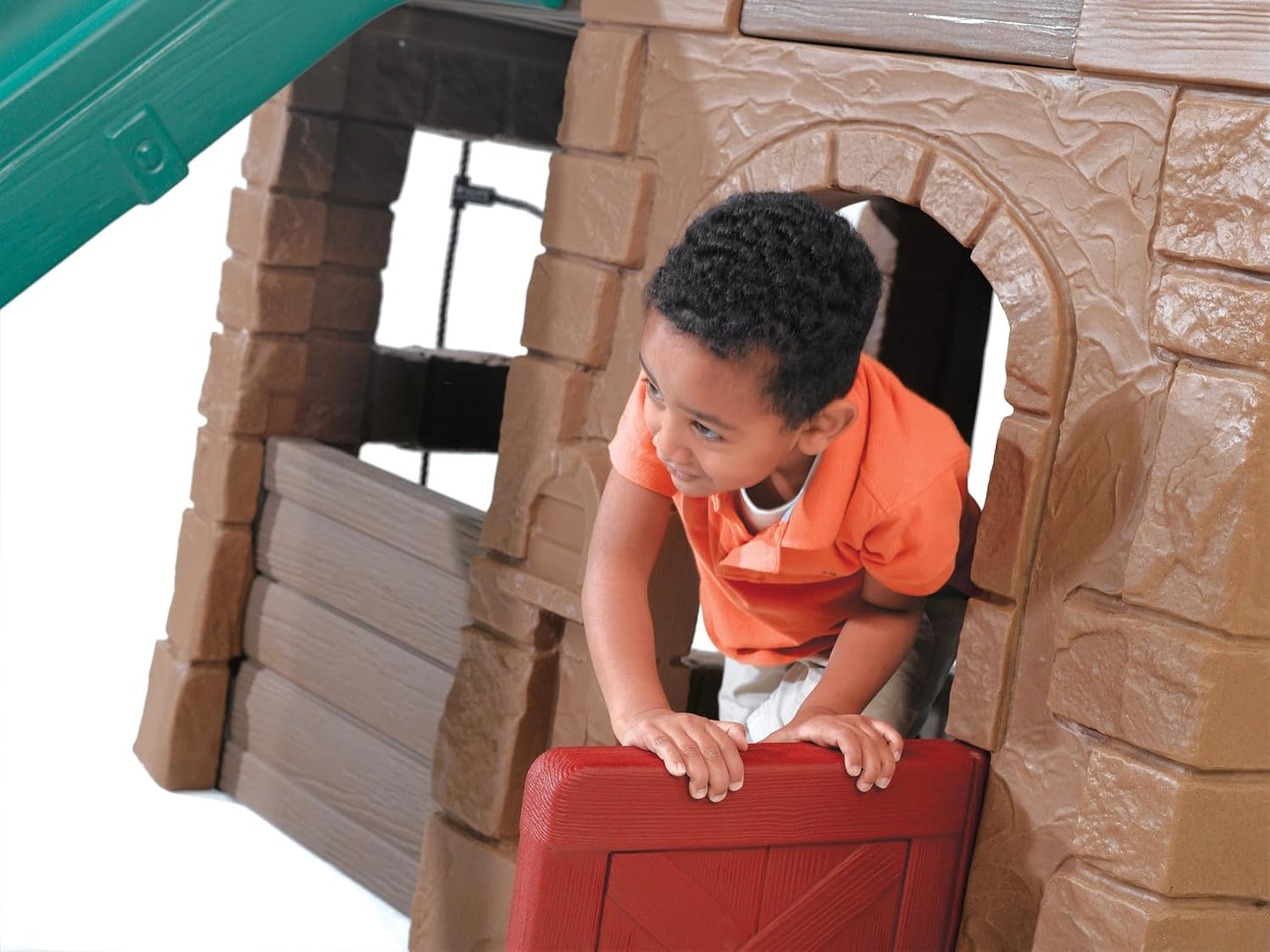 Step2 Adventure Lodge Play Center Climber and Slide, Two Story Clubhouse with Swings and Rope Ladder, Outdoor Playset for Kids 3+