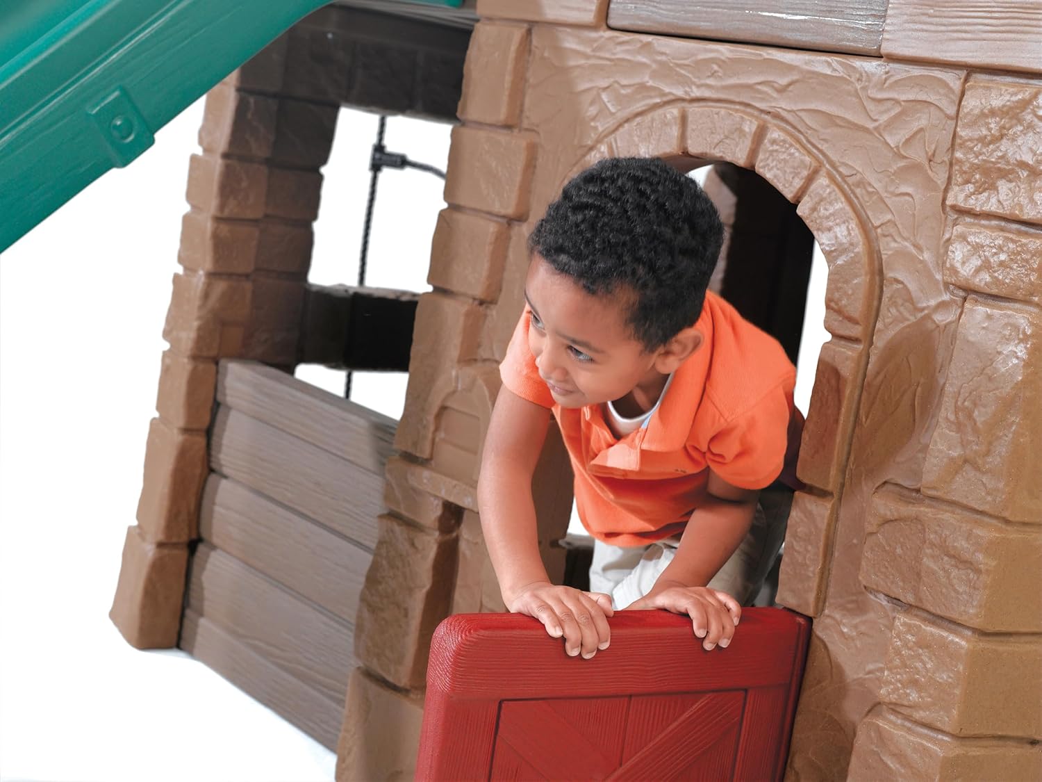 Step2 Adventure Lodge Play Center Climber and Slide, Two Story Clubhouse with Swings and Rope Ladder, Outdoor Playset for Kids 3+