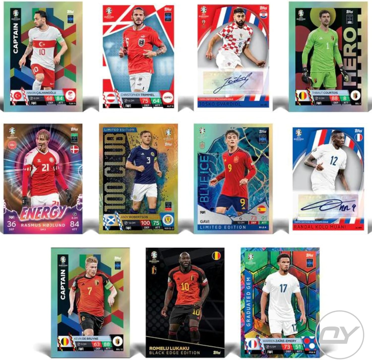 Topps Match Attax UEFA Euro 2024 Trading Cards, 3 Pack with Bonus OY Fidget Keyring, Soccer Cards Collectible Set