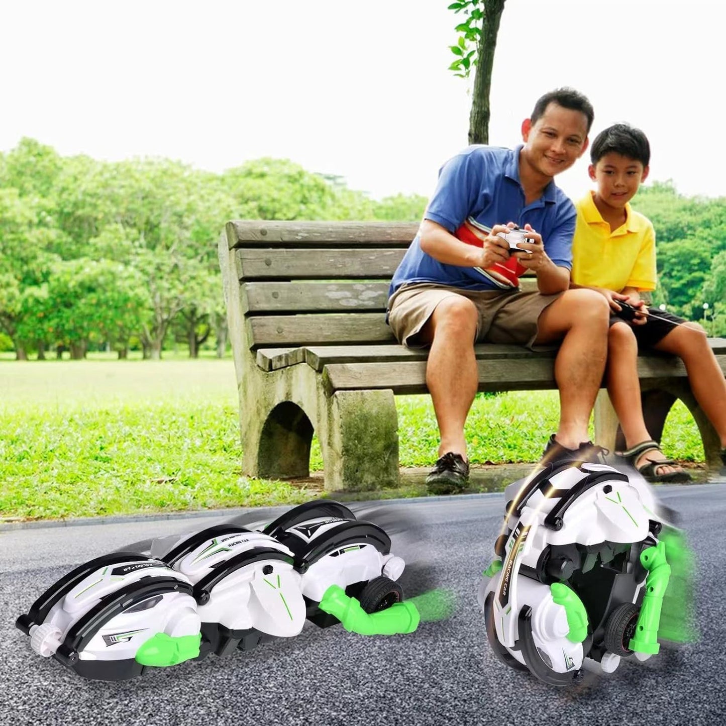 Crazon RC Stunt Car 360° Rolling Snake Car with LED Lights – Green