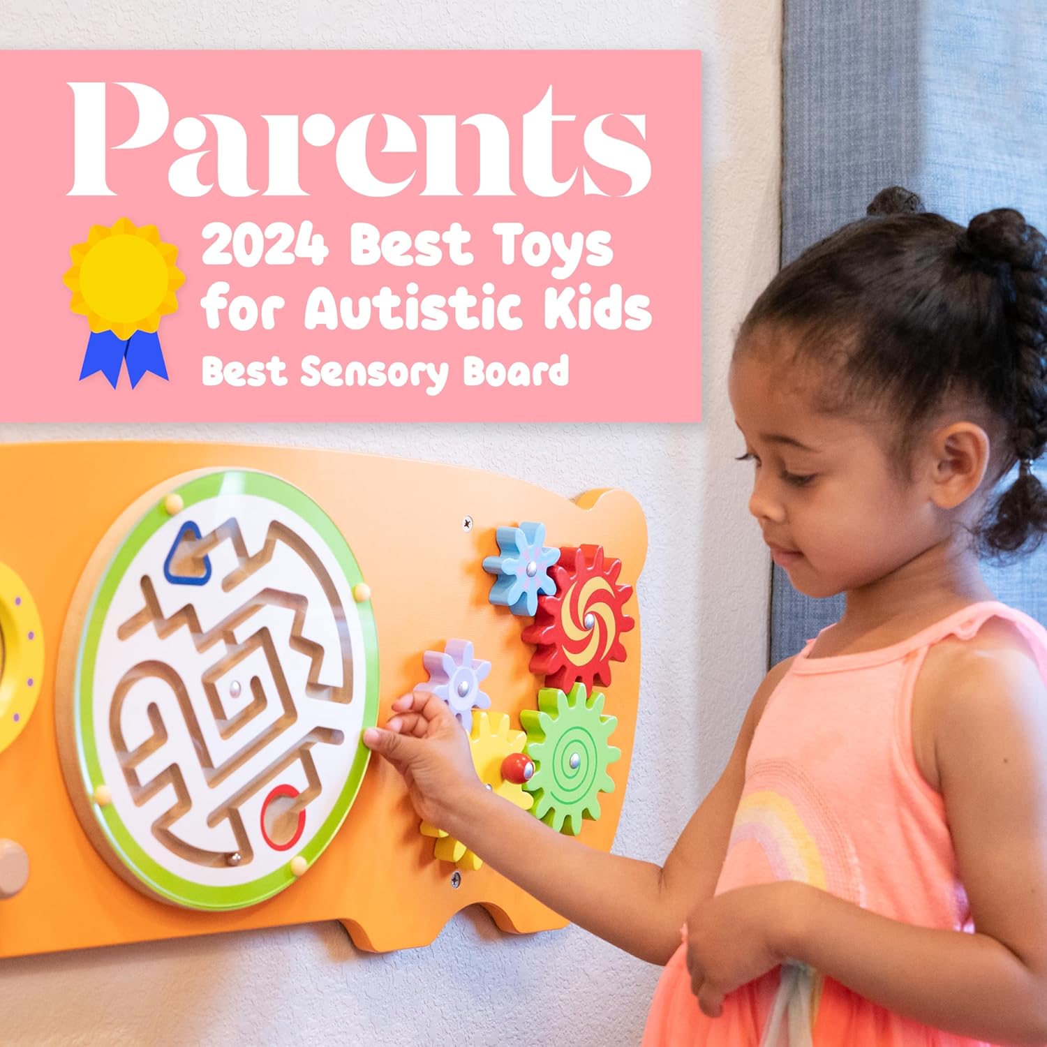Viga Bear Activity Board, Montessori Wooden Wall Toy, Sensory Learning Panel for Brain & Motor Skill Development, Eco-Friendly & Space-Saving Educational Toy, for Boys & Girls 18M+