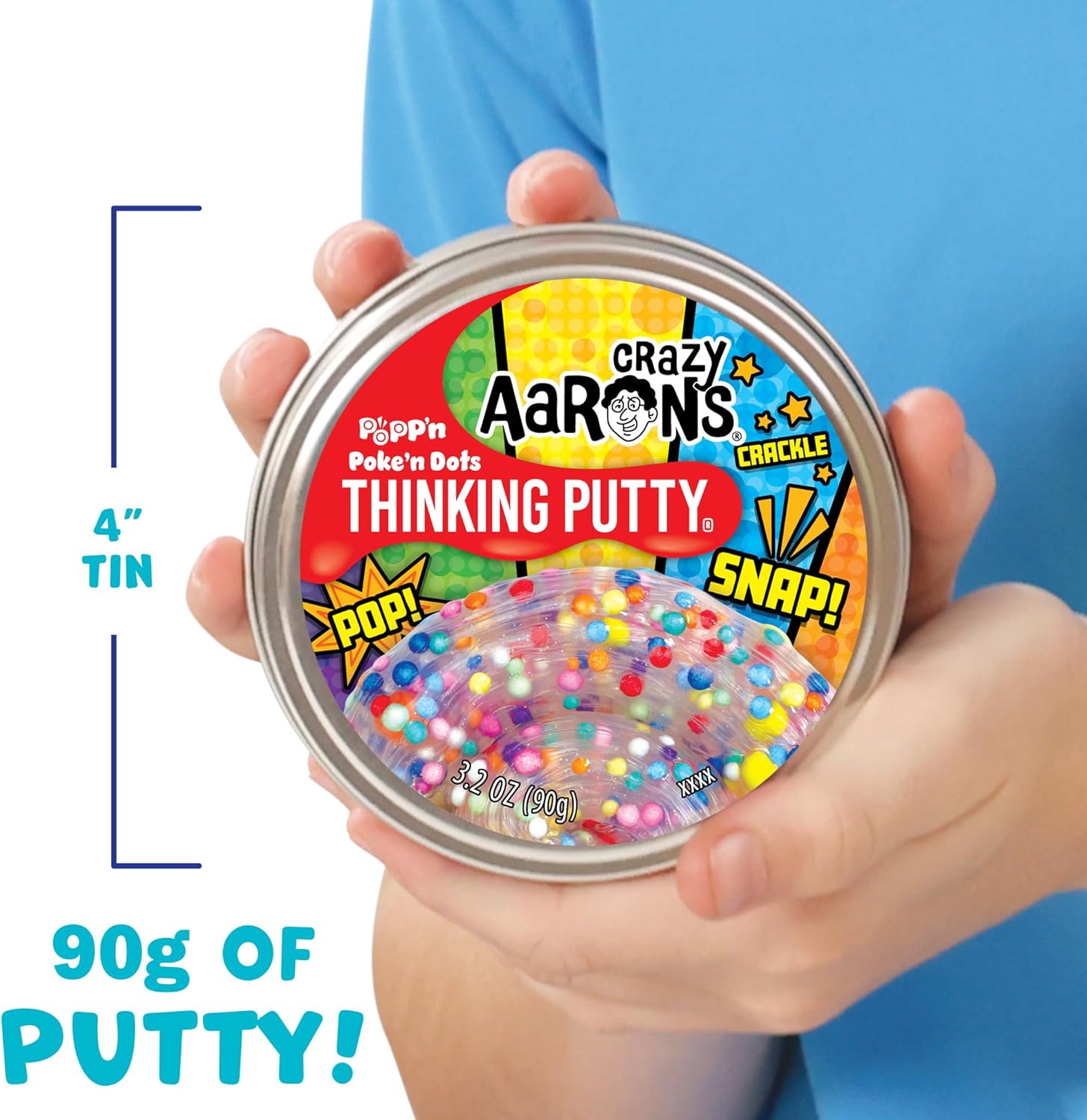 Crazy Aaron's Poke'N Dots Popp’n Thinking Putty® - 4" Tin Thinking Putty - Non-Toxic Sensory Play Putty - Never Dries Out - Creative Toy