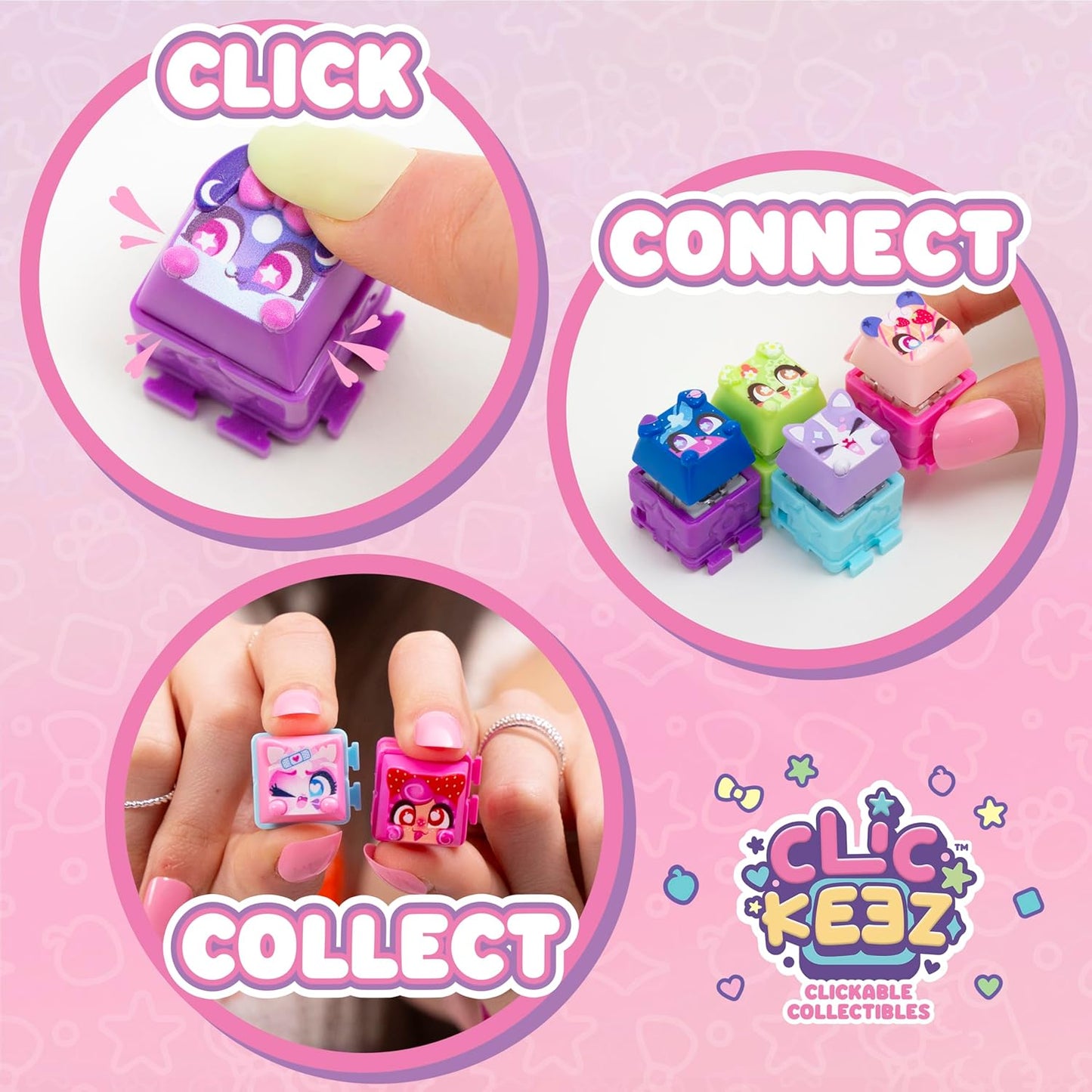 Clickeez Keyboard Mega Pack Collectible Fidget Key Caps Set with Storage Keyboard and 15 Clickable Characters Stress Relief Sensory Toy for Kids Ages 6+