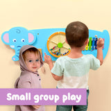 Viga Elephant Wall Panel, Montessori Wooden Sensory Activity Board, Develops Logic, Motor Skills & Hand-Eye Coordination, Eco-Friendly & Non-Toxic Educational Toy, for Boys & Girls 18M+