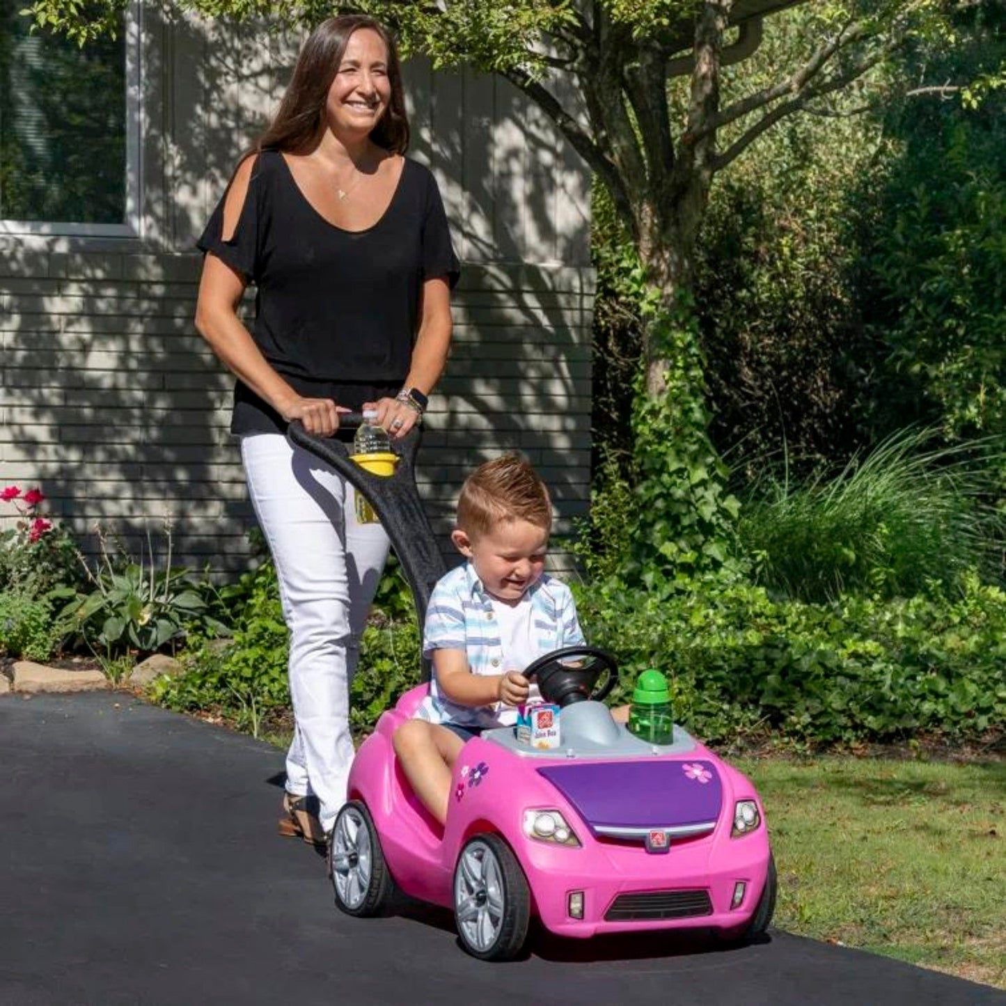 Step2 Whisper Ride II, Single Seater Kids Push Car, Easy to Store Ride On Toy with Seatbelt, Horn and Storage Trunk, Suitable for Children both Boys and Girls Aged 18m and Above, Blue, Pink