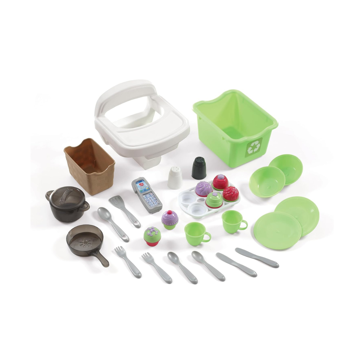 Step2 Little Bakers Kitchen 825100, Kids Pretend Play Kitchen with Accessories, Electronic Stove Sounds, Built-in Doll Seat, Granite Countertop, Ages 2+