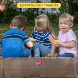 Step2 Play & Store Sandbox with Lid, Outdoor Sandpit, Sensory Play and Activity Toy with 4 Molded Seats, Backyard Garden Sandpit with 90 kg Holding Capacity, Suitable for Toddlers Aged 2+