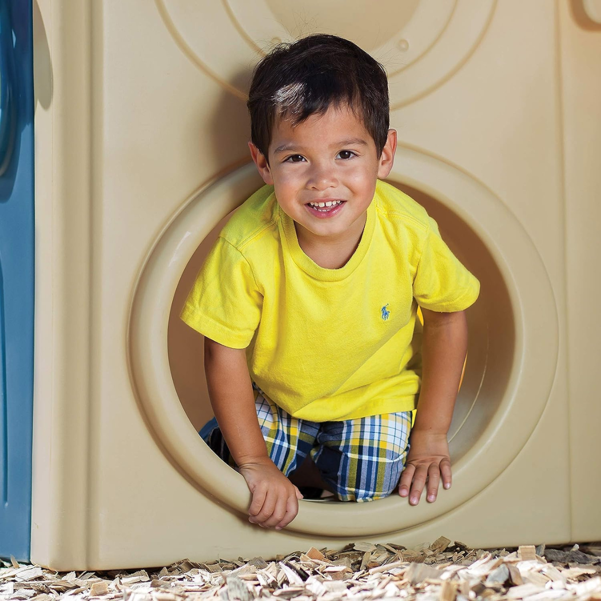 Step2 Neighborhood Fun Center 851000, Kids Outdoor Playhouse with Slide, Activity Wall, Snack Table & Seats, Durable Poly Construction, Ages 2+