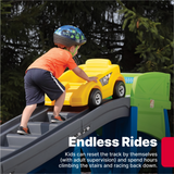 Step2 Extreme Coaster, 9 ft Indoor and Outdoor Toy with Coaster Car, 36 kg Weight Capacity Push Ride On Toy, Single Car with Holding Grips and Foot Rest, Suitable for Boys and Girls Aged 3+