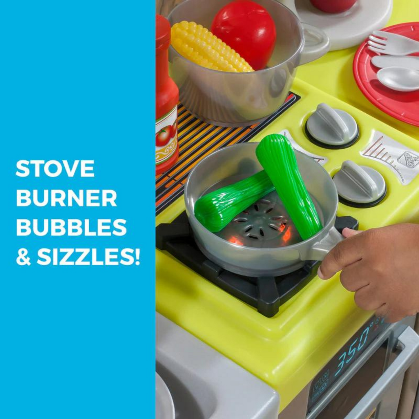 Step2 Contemporary Chef Kitchen, Kitchen Playset with 25 Piece Accessories Including Pots and Pans, Folk and Spoon, Indoor and Outdoor Roleplay ToySuitable for Children both Boys and Girls Aged 2+