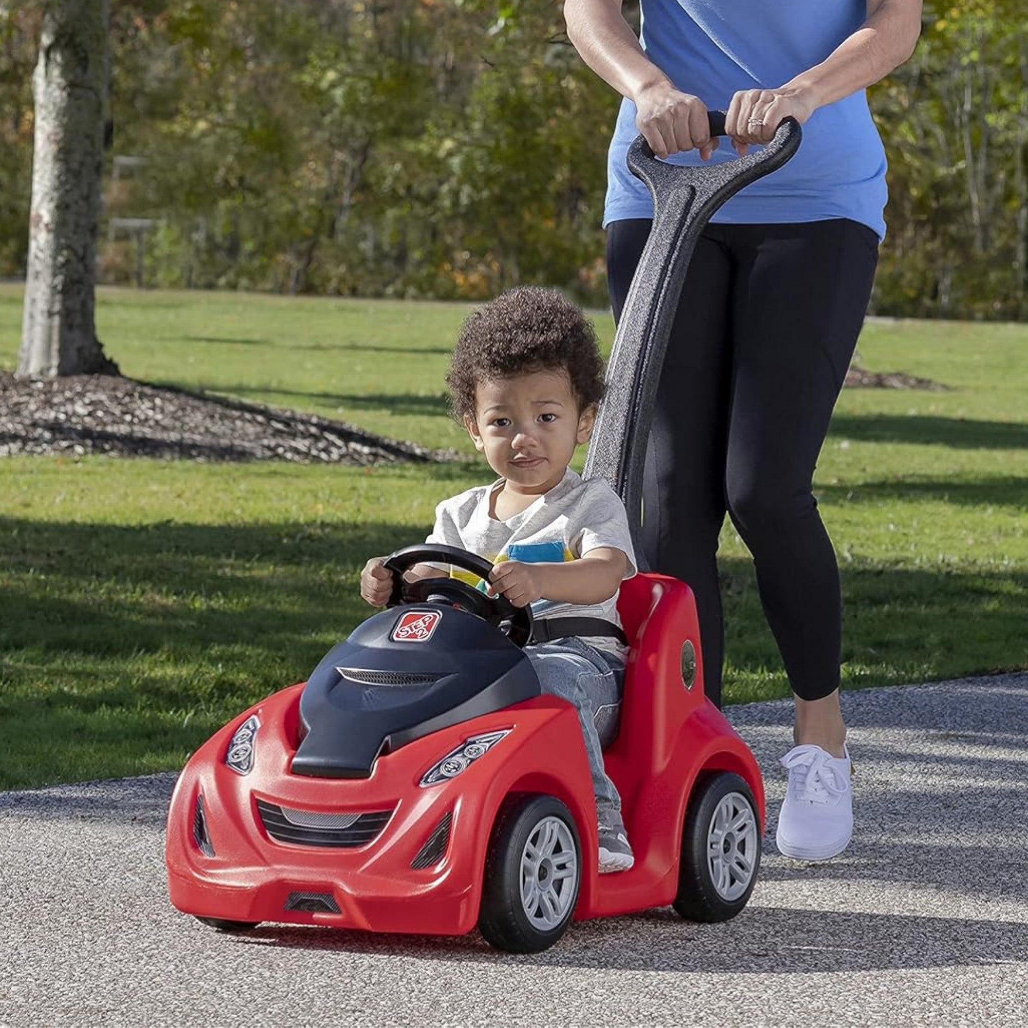 Step2 Buggy GT, Single Seater Kids Push Car, Easy to Store Ride On Toy with Seatbelt, Horn and Storage Trunk, Suitable for Children both Boys and Girls Aged 18m and Above, Pink, Red, Blue