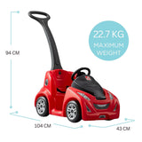 Step2 Buggy GT, Single Seater Kids Push Car, Easy to Store Ride On Toy with Seatbelt, Horn and Storage Trunk, Suitable for Children both Boys and Girls Aged 18m and Above, Pink, Red, Blue