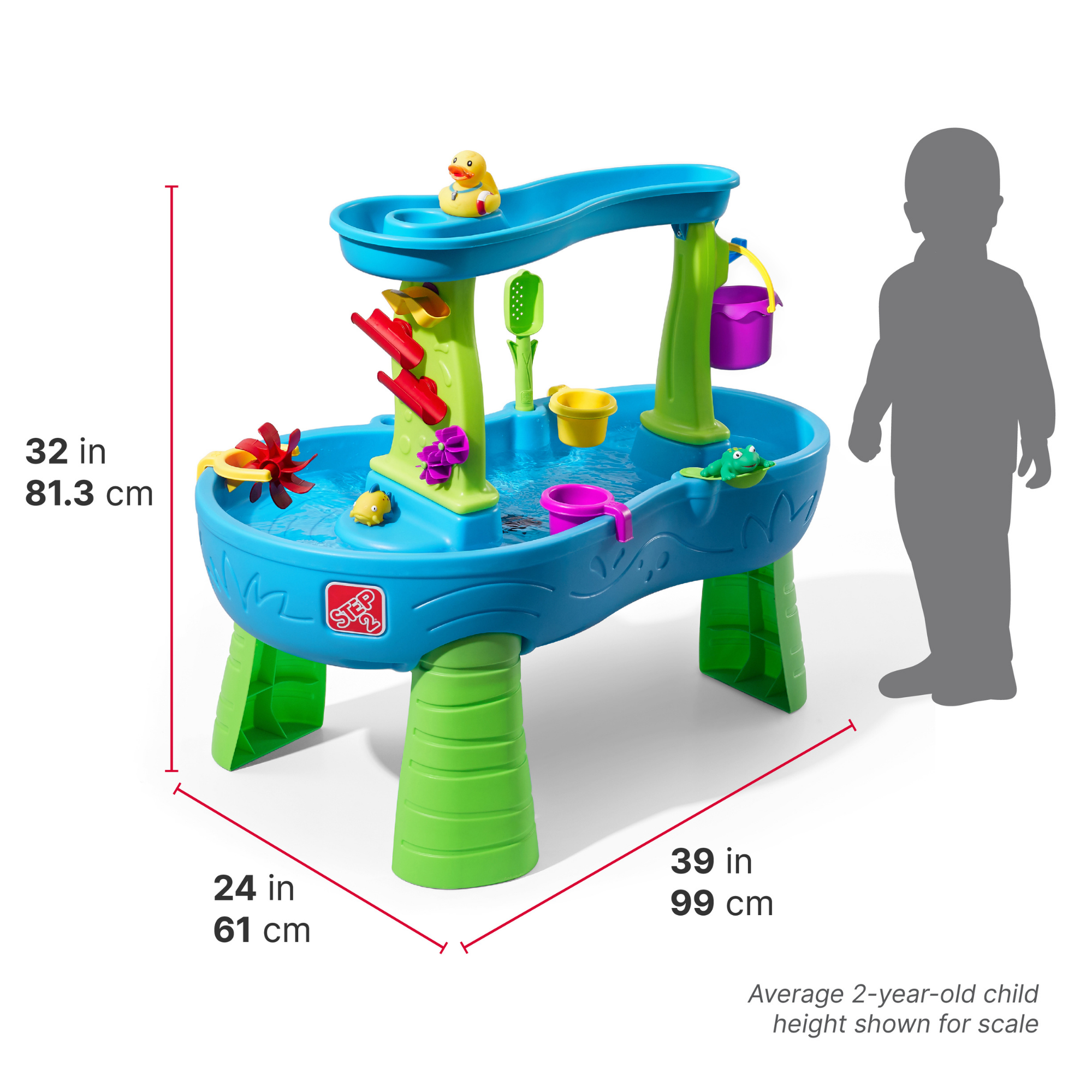 Step2 Rain Showers Splash Pond Water Table, Indoor and Outdoor Water Table, Sensory Playset, Activity Toy withRain Shower Wall, 13 Piece Accessories Set, Backyard Toy Suitable for Toddlers Aged 1.5+