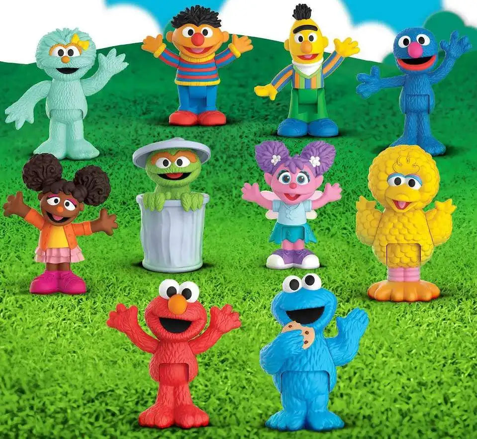 Sesame Street Neighborhood Friends Deluxe Pack, 3-Inch Poseable Action Figures, 10 Pack Collectible Toy Includes Elmo, Cookie Monster, Big Bird and More, Offically Licensed by Just Play for Kids  2+