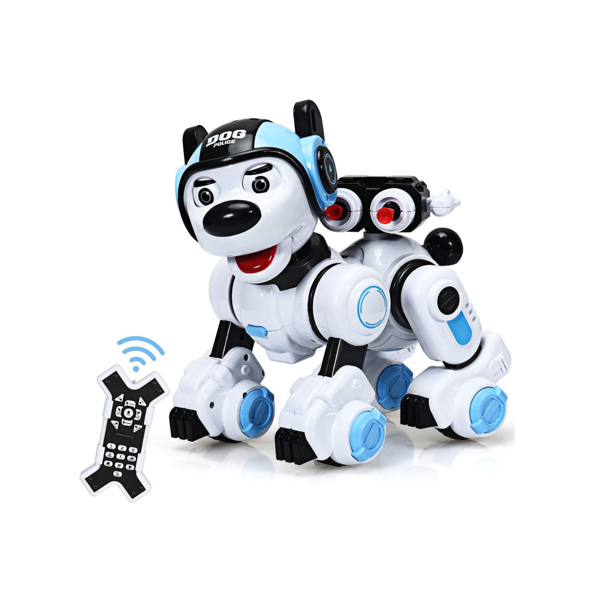 Crazon Blue Robotic Police Dog, IR Control Intelligent Robot Toy for Kids, Boys & Girls, Ages 3+