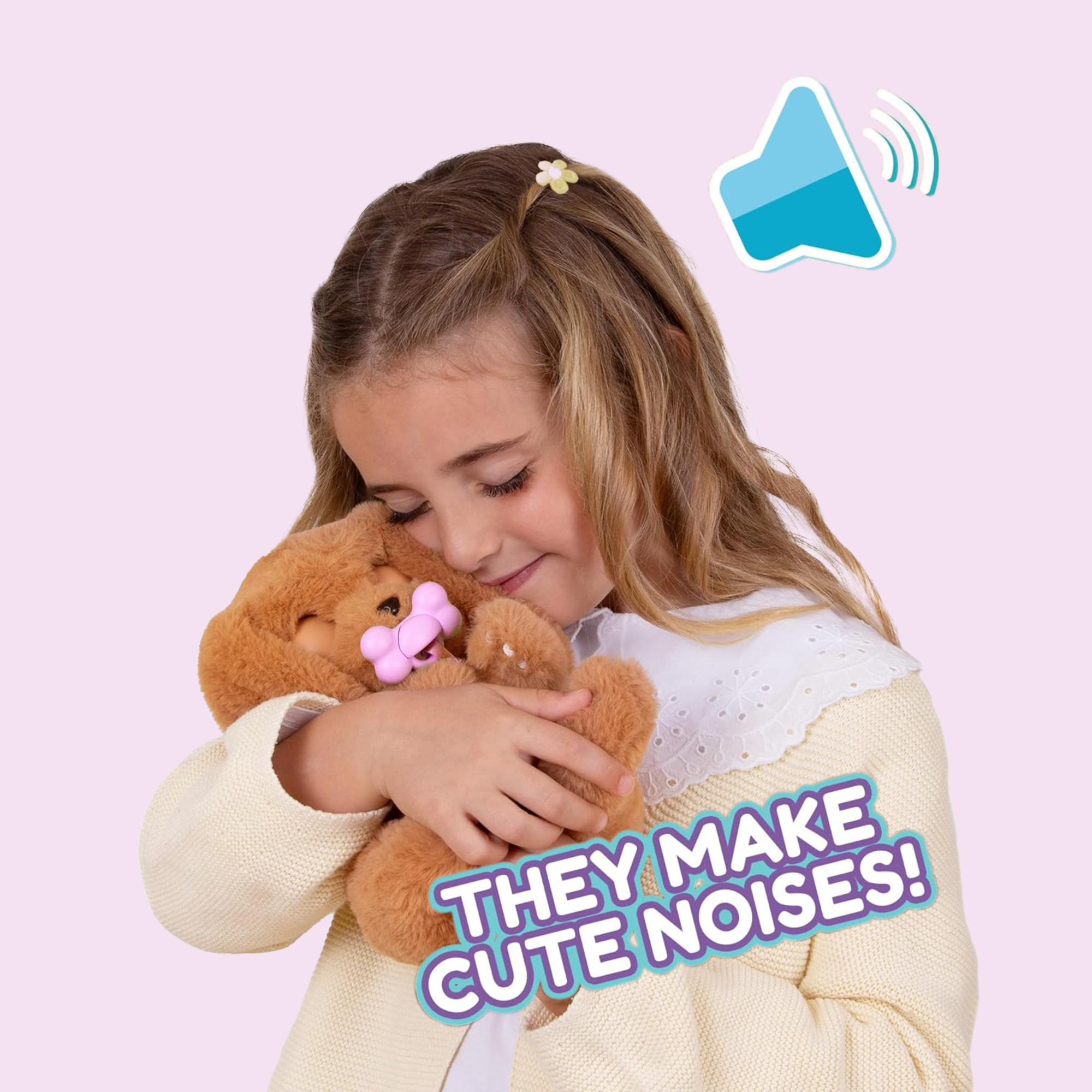 BABY PAWS Sleeping Puppies, Cocker Spaniel, 9.5 Inch Interactive Plush Toy Puppy with Carry Bag, Kids Pretend Play Toy with Sound Effects, Suitable for Both Boys and Girls Aged 18m+