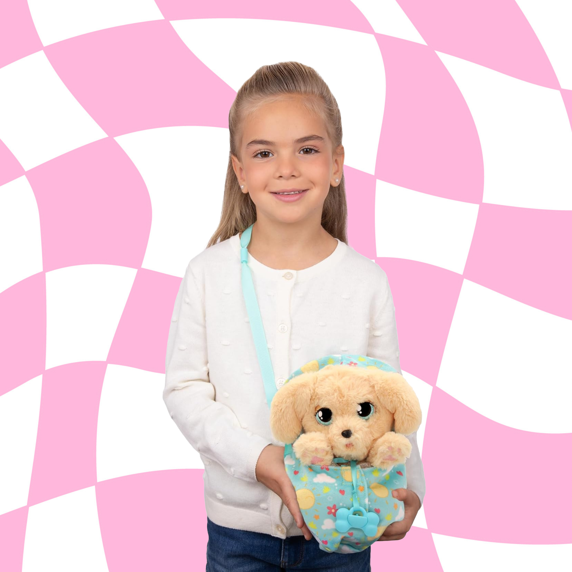 BABY PAWS Sleeping Puppies, Labrador, 9.5 Inch Interactive Plush Toy Puppy with Carry Bag, Kids Pretend Play Toy with Sound Effects, Suitable for Both Boys and Girls Aged 3+