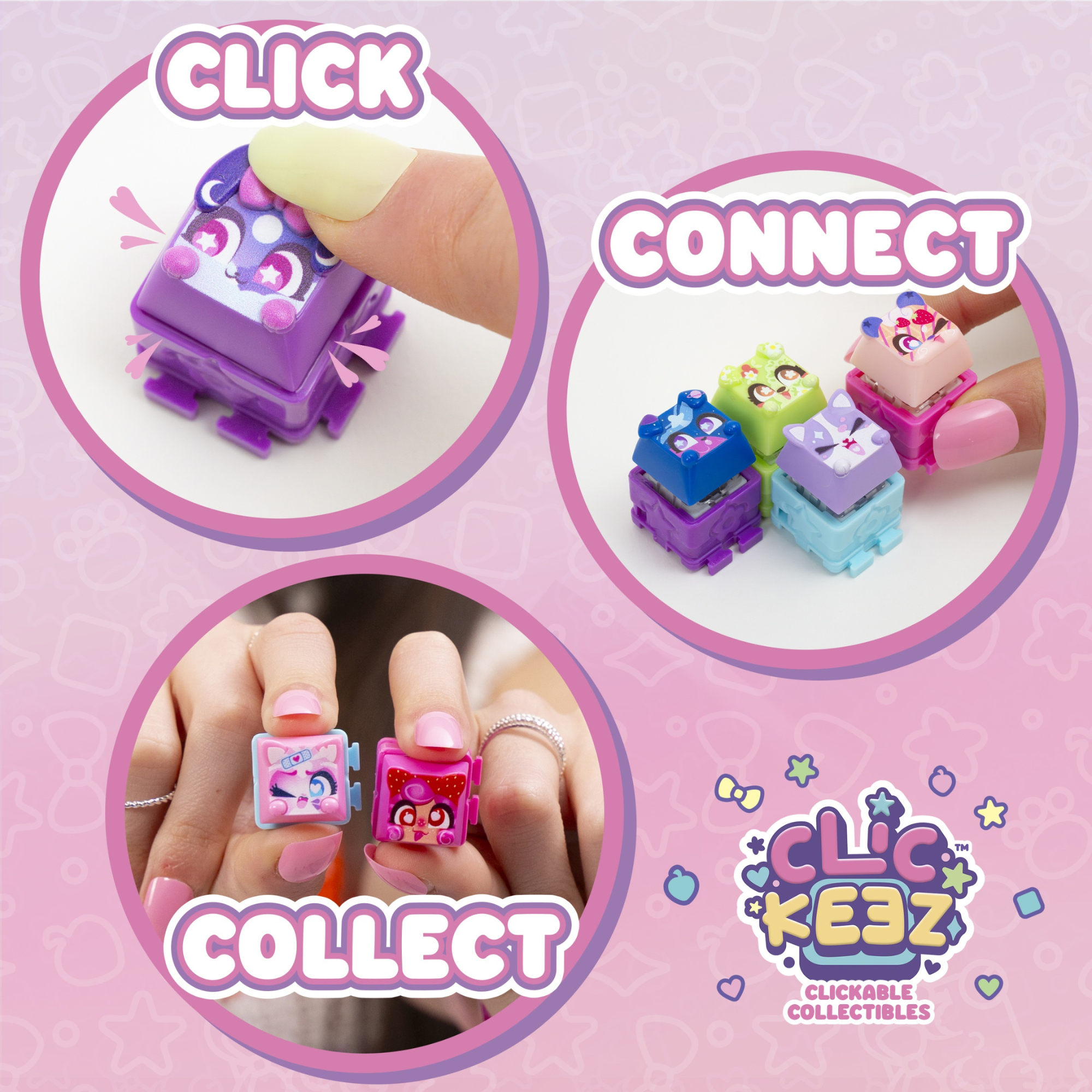 Clickeez Twin Pack, Cute Collectible Keyboard Key Caps, Fidget Toy for Kids 6+