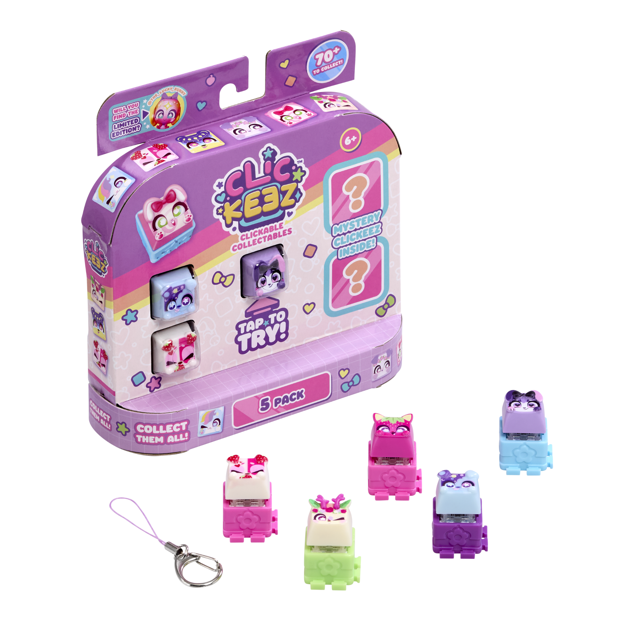 Clickeez Multipack, Cute Collectible Keyboard Key Caps, Fidget Toy for Kids 6+