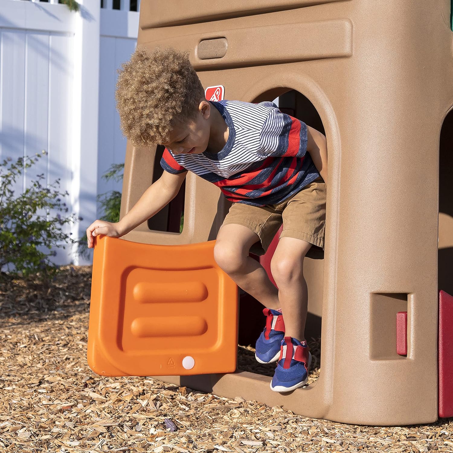 Step2 Naturally Playful Playhouse Climber, Swing Extension, Playhouse + Slide + Swings, Outdoor Playset for Kids 3+