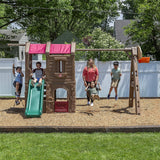 Step2 Adventure Lodge Play Center Climber and Slide, Two Story Clubhouse with Swings and Rope Ladder, Outdoor Playset for Kids 3+