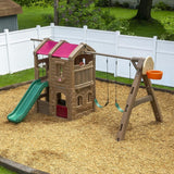Step2 Adventure Lodge Play Center Climber and Slide, Two Story Clubhouse with Swings and Rope Ladder, Outdoor Playset for Kids 3+