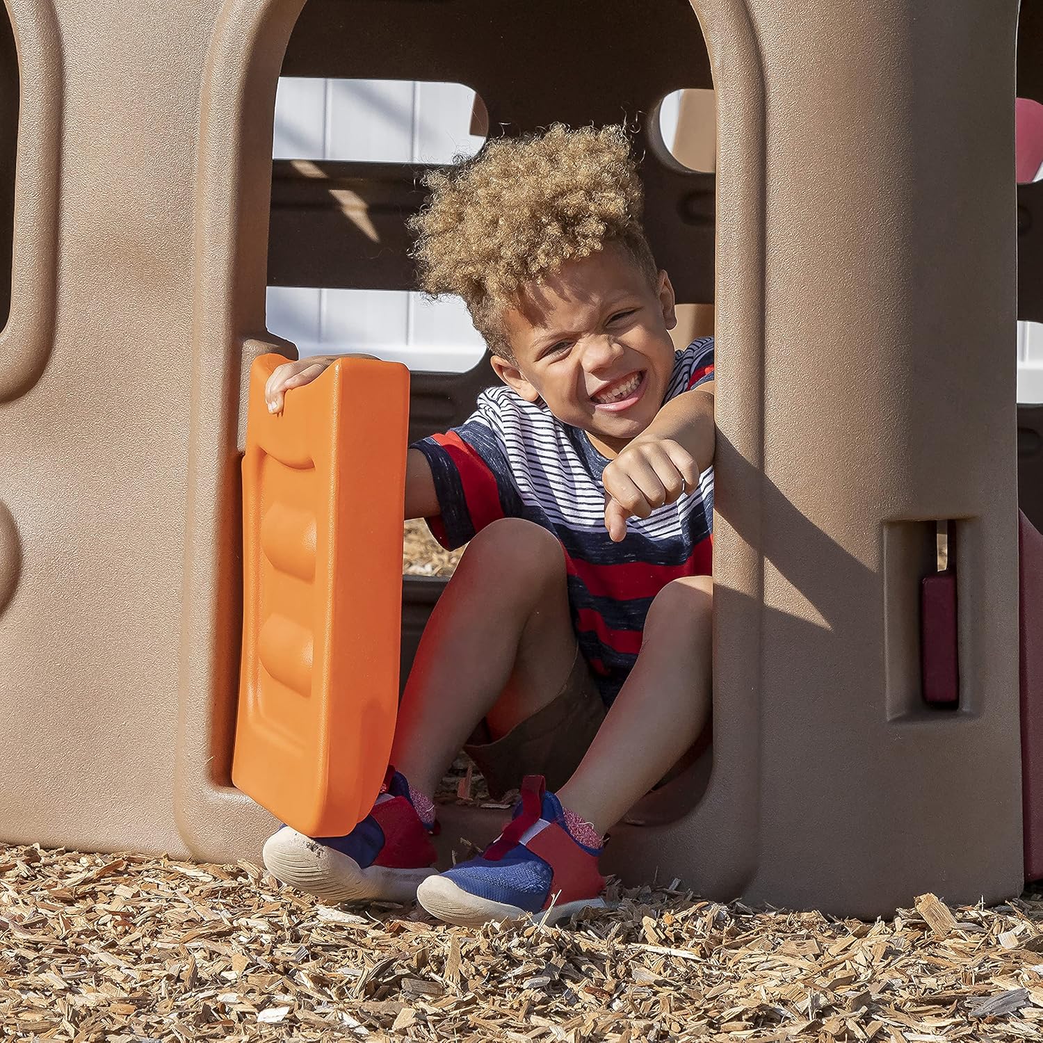 Step2 Naturally Playful Playhouse Climber, Swing Extension, Playhouse + Slide + Swings, Outdoor Playset for Kids 3+