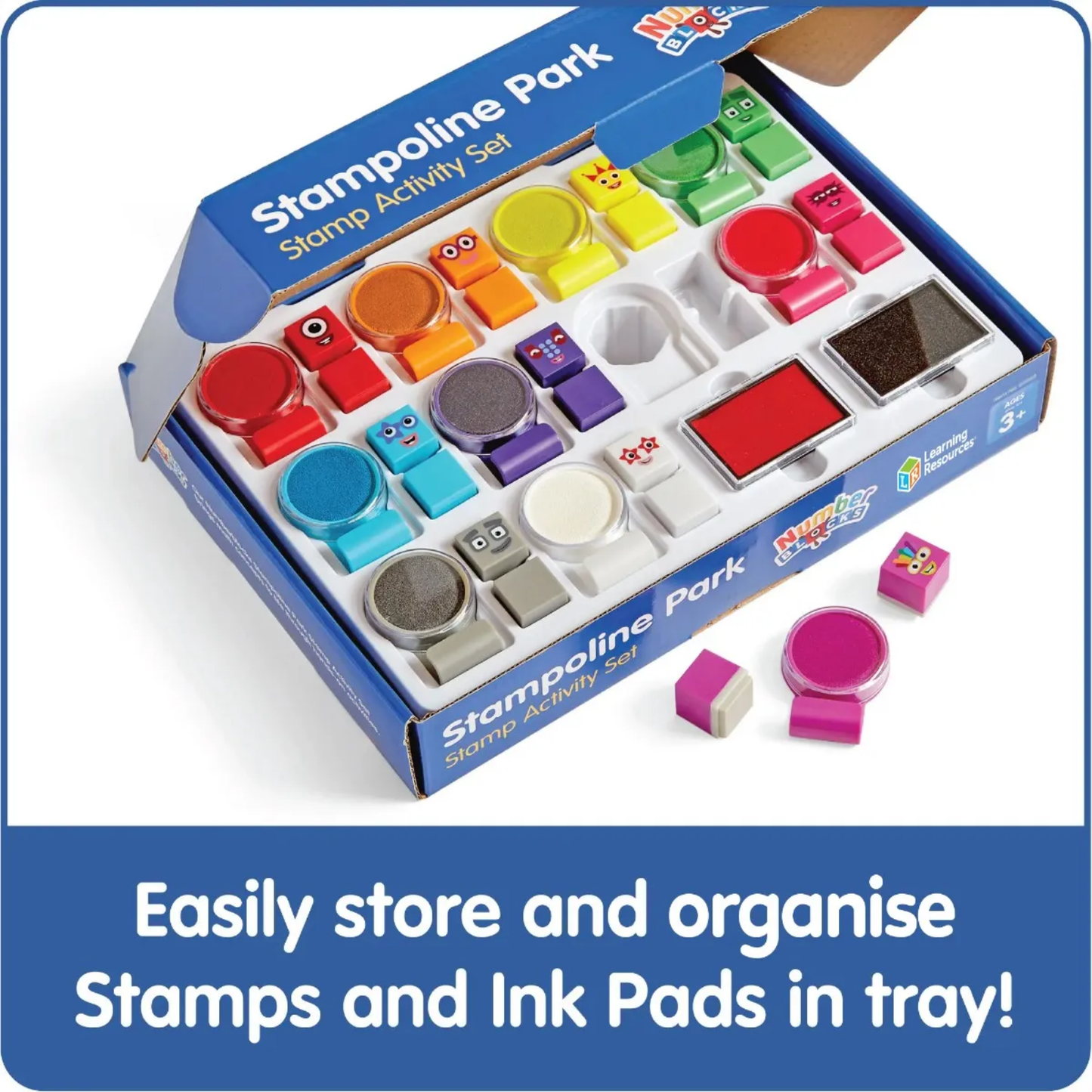 Learning Resources Numberblocks Stampoline Park Stamp Activity Set, Create Your Own Numberblocks Adventures, 32-Piece Arts & Crafts Set for Kids, Officially Licensed Learning Resources