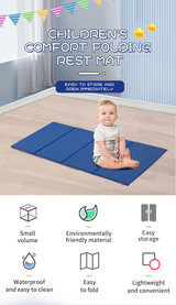 Supreme Fold Daycare Rest Mat 45 x 19 x 1 Inch, Foam Nap Mat for Kids Preschool Sleeping Mat, Waterproof Portable Sleeping Pad, Blue Grey, Ages 2+