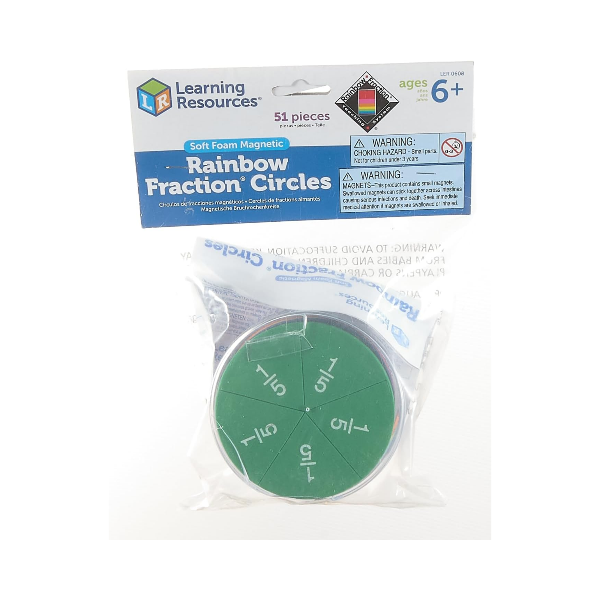 Learning Resources Magnetic Foam Rainbow Circles, Fraction Learning Set for Hands-On Maths, 51-Piece Set, Ages 6+