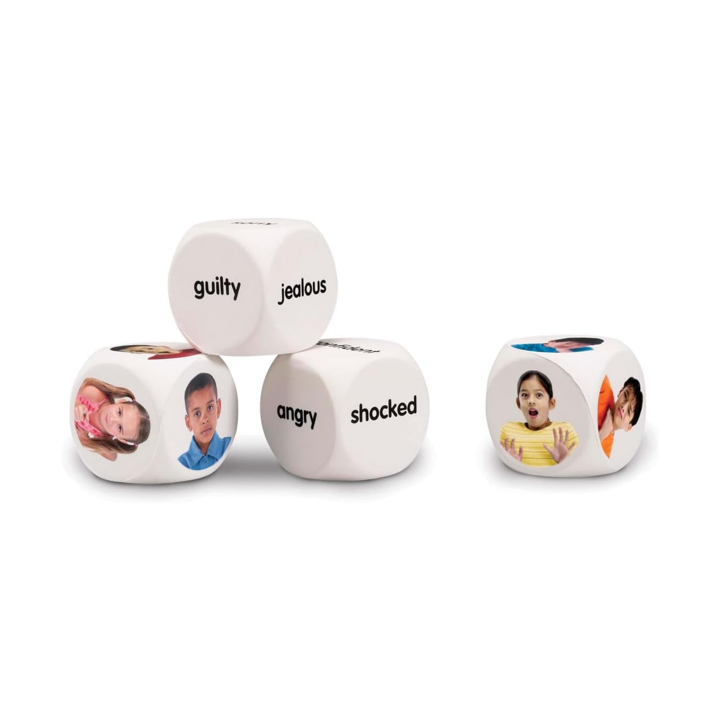 Learning Resources Emotion Cubes, Set of 4 Foam Cubes with Real-Life Photos and Emotion Words, Social Emotional Learning Toy for Kids, Build Emotional Awareness and Vocabulary, Ages 3+