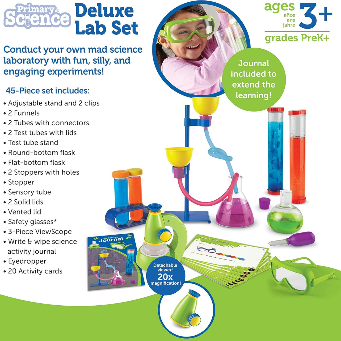 Learning Resources Primary Science Deluxe Lab Set, STEM Learning Kit for Preschool Kids with Realistic Laboratory Tools