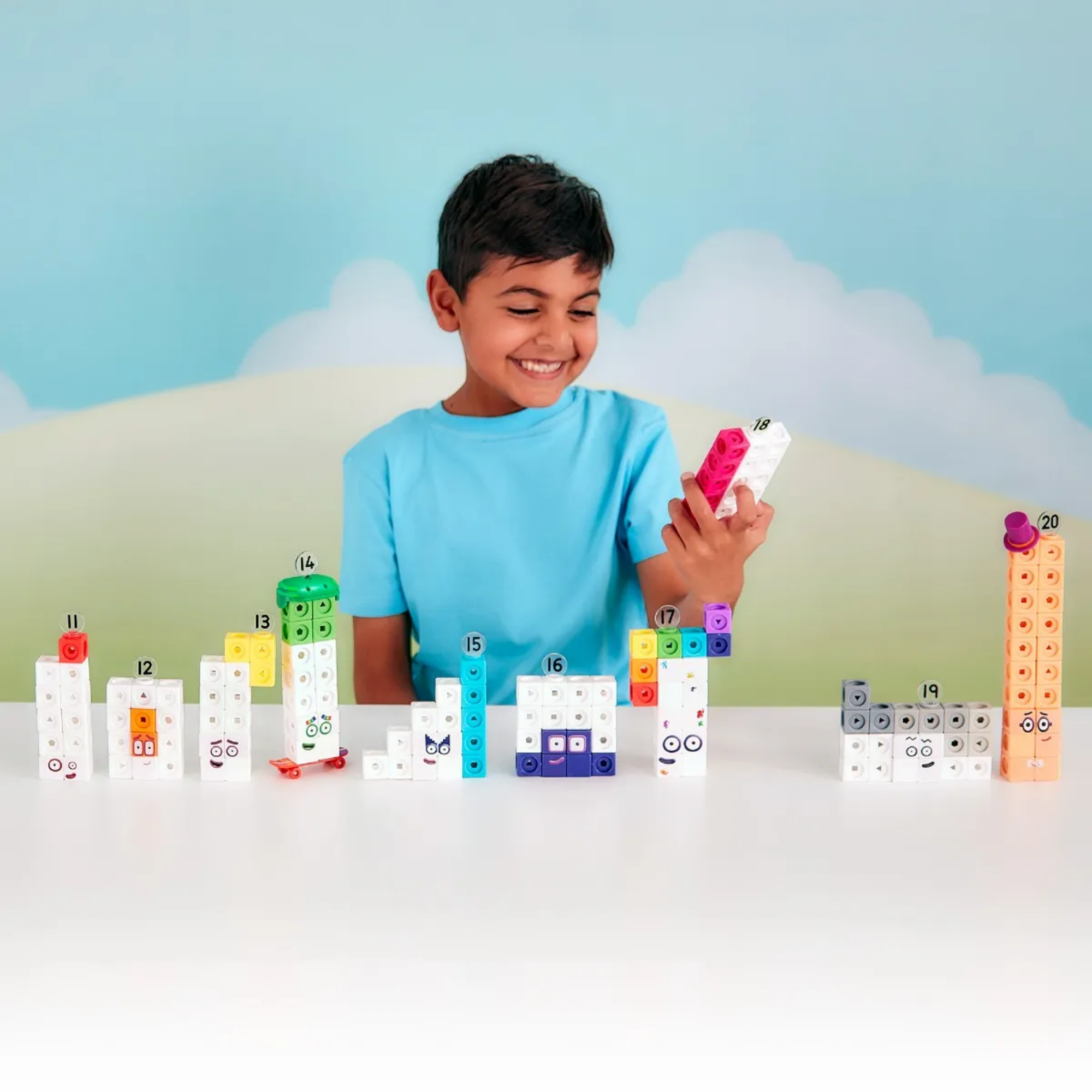Learning Resources MathLink Cubes Numberblocks 11-20 Activity Set, Build Numberblocks, Explore Early Maths Skills, 30 Fun Activities, Includes Accessories, Character Cards, and More