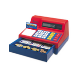 Learning Resources Pretend & Play Calculator Cash Register with Euro Money, Realistic Play Set with Solar-Powered Calculator, Includes Play Money & Activity Guide, For Ages 3+
