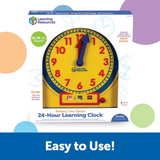 Learning Resources Prim'time Teacher Front Class 24-Hour Clock, Learn to Tell Time with Colour-Coded Hands and Digital Display, Classroom Resource, Ages 3+