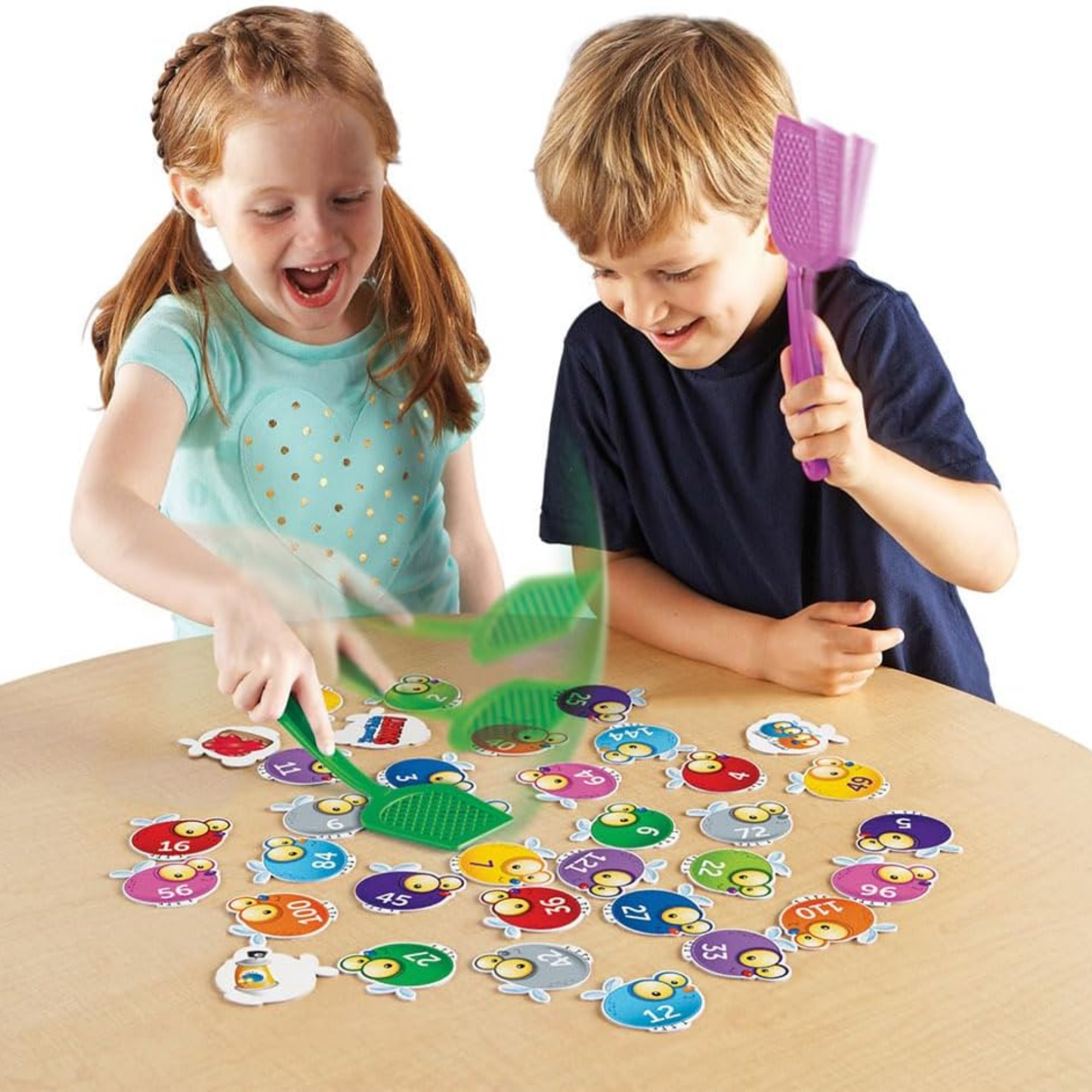 Learning Resources Times Table Swat!, Fun Multiplication Game for Kids, Practice 2-12 Times Tables, Includes 132 Colourful Flies, 4 Swatters & Activity Guide, For Ages 6+, Multilingual Instructions