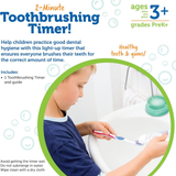 Learning Resources 2-Minute Toothbrush Timer, Fun Light-Up Timer for Kids to Encourage Healthy Brushing Habits, Includes Multilingual Guide