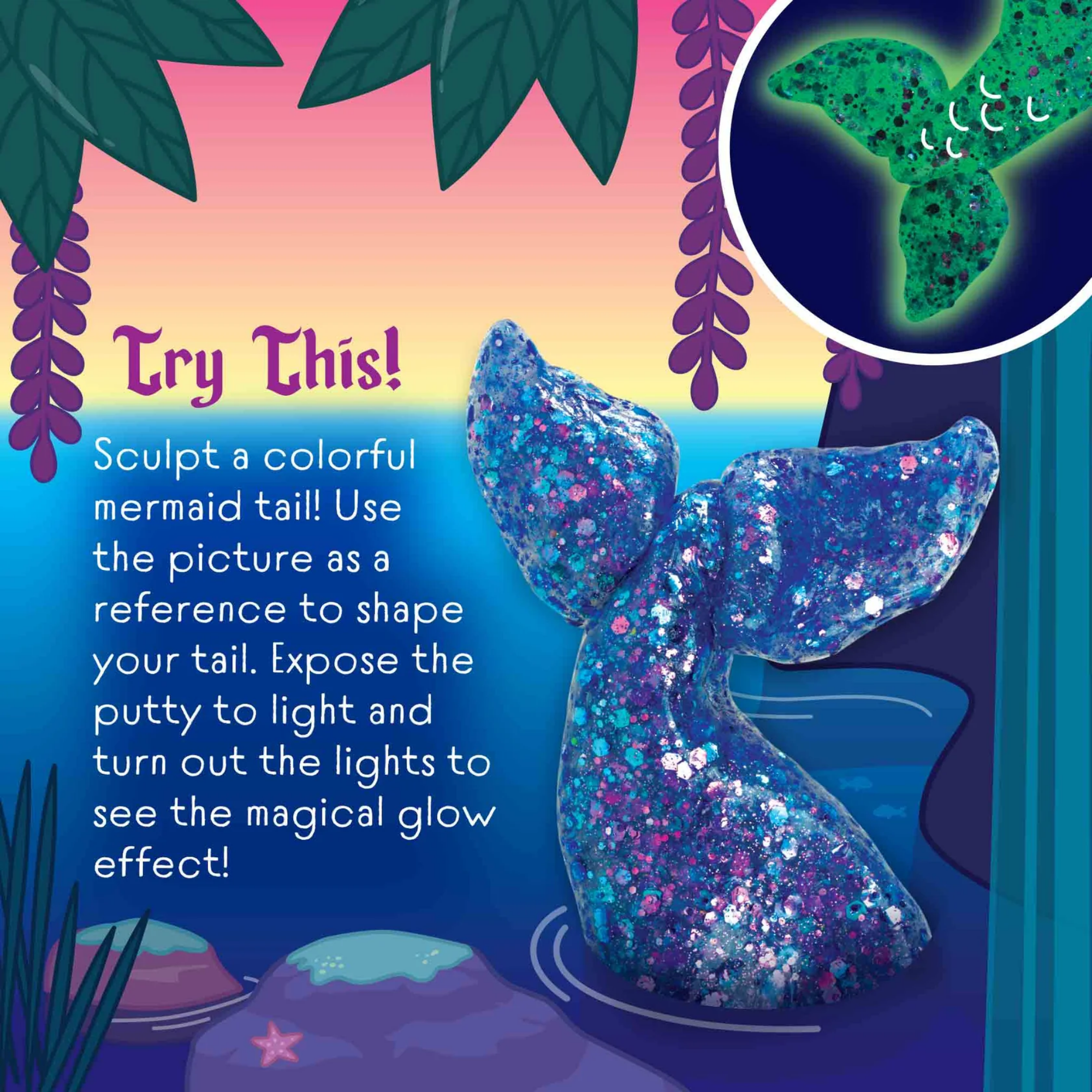 Crazy Aaron's Glow In The Dark Mermaid Tale Thinking Putty, 4" Tin with 90g of Non-Toxic Sensory Play Putty which Never Dries Out, Soft Textured Creative Fidget Toy for Boys and Girls Ages 3Y+