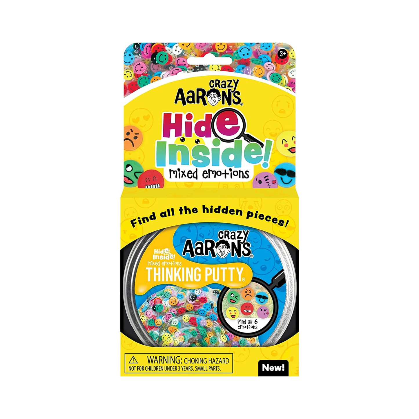 Crazy Aaron's Hide Inside! Mixed Emotions Thinking Putty, 4" Tin with 90g of Non-Toxic Sensory Play Putty which Never Dries Out, Soft Textured Creative Fidget Toy for Boys and Girls Ages 3Y+