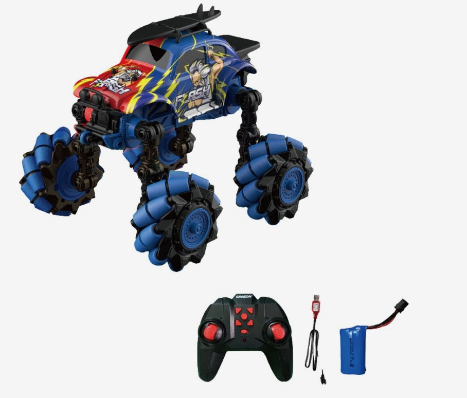 Crazon Foldable Drift Wheel RC Truck, 1:18 Scale Remote Control Stunt Car with 2.4GHz Control and Lights, 6+