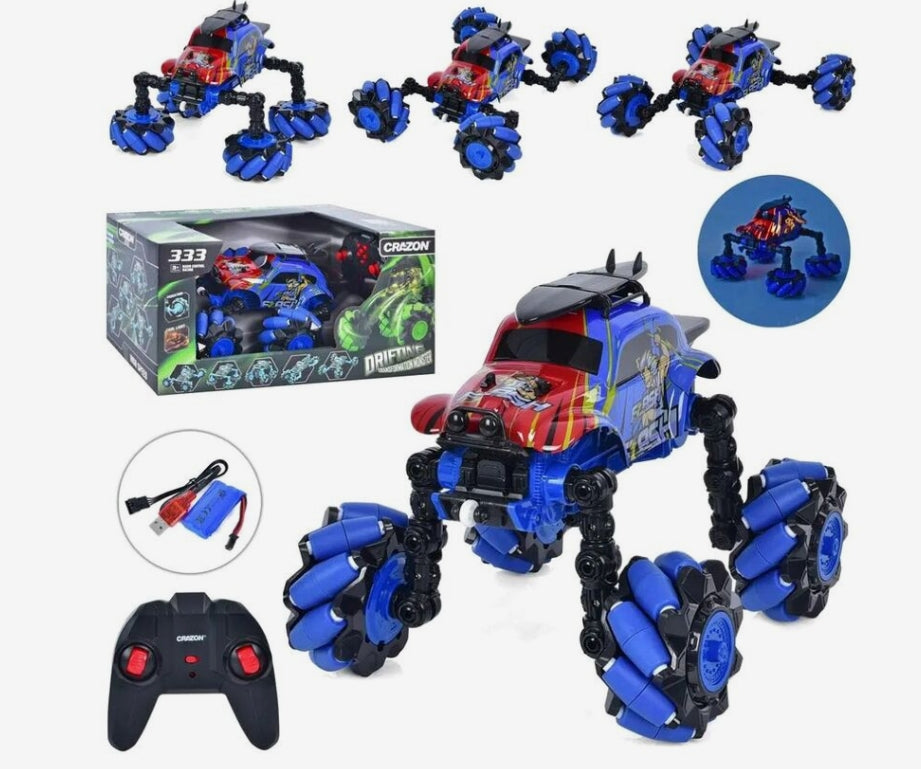 Crazon Foldable Drift Wheel RC Truck, 1:18 Scale Remote Control Stunt Car with 2.4GHz Control and Lights, 6+