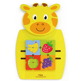 VIGA Mosaic Fruits Wall Toy, Montessori Puzzle Board with 4 Fruit Puzzles, Develops Cognitive, Motor Skills, Hand-Eye Coordination & Logic, Eco-Friendly & Non-Toxic, for Boys & Girls Ages 18M+