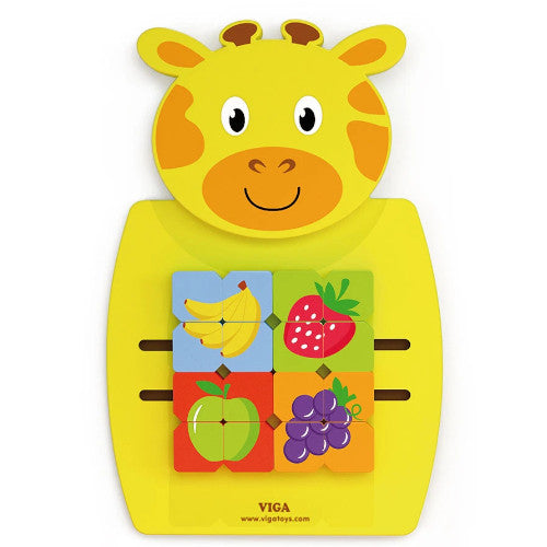 VIGA Mosaic Fruits Wall Toy, Montessori Puzzle Board with 4 Fruit Puzzles, Develops Cognitive, Motor Skills, Hand-Eye Coordination & Logic, Eco-Friendly & Non-Toxic, for Boys & Girls Ages 18M+