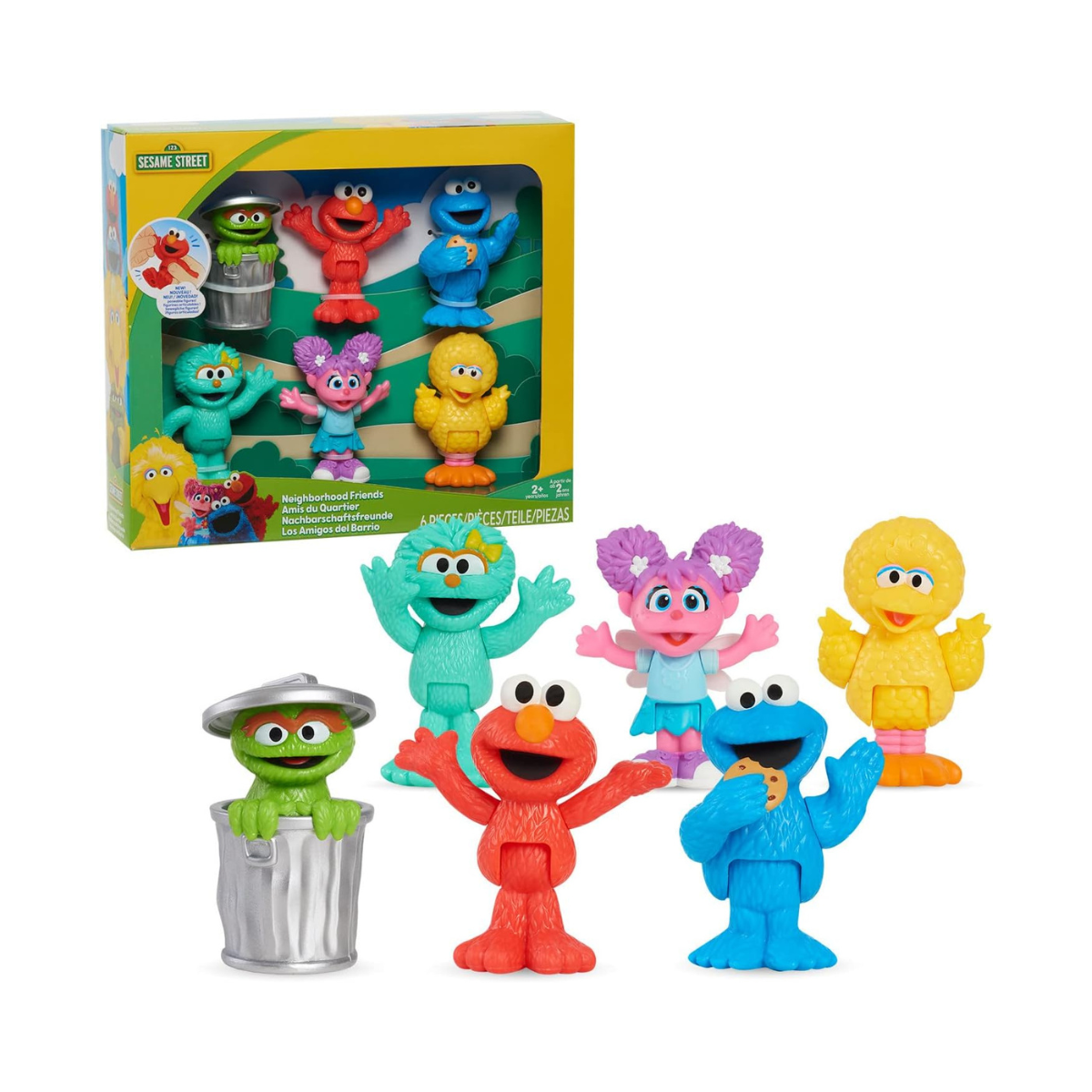 Just Play Sesame Street Neighborhood Friends, 6-Piece Poseable Figurines, Officially Licensed Toys for Kids, Ages 2+