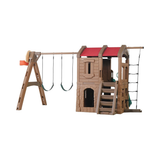 Step2 Adventure Lodge Play Center Climber and Slide, Two Story Clubhouse with Swings and Rope Ladder, Outdoor Playset for Kids 3+